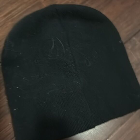 Black Knit Beanie Hat - Small Robot Logo on Front "Hi" NEVER WORN - Picture 3 of 4